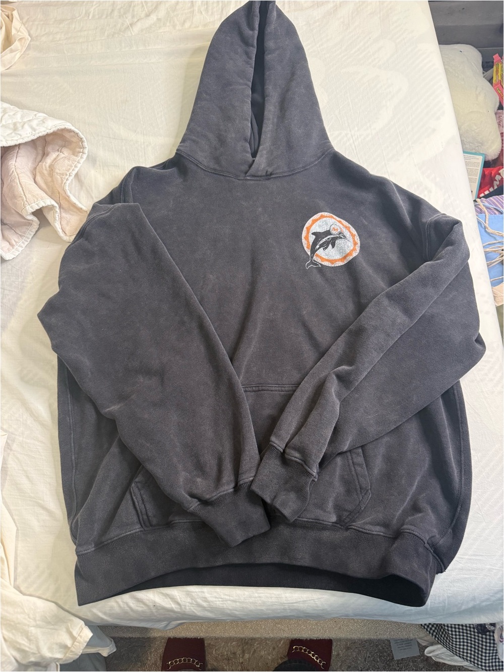 Men's Charcoal Gray Dolphin Graphic Hoodie Sweatshirt